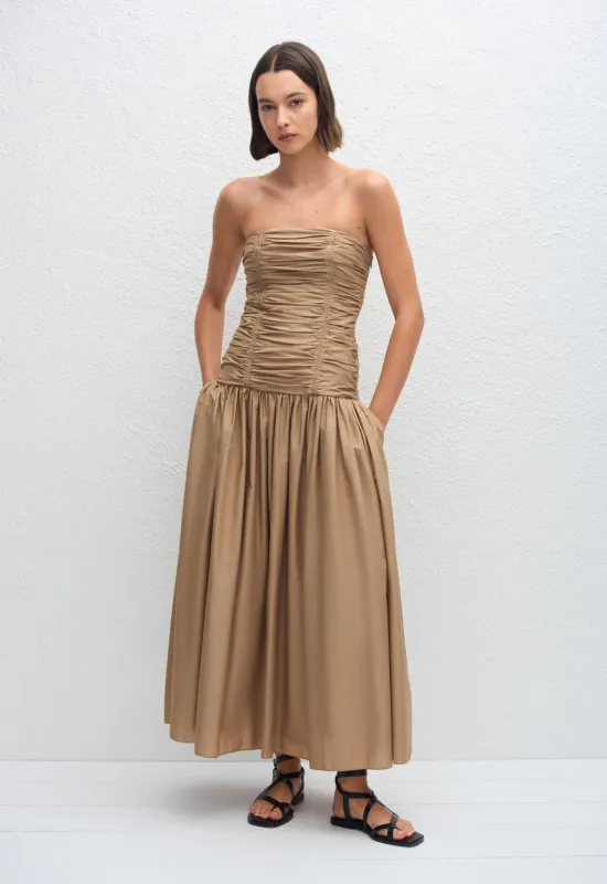 Strapless Drop Waist Dress - Stone made by Matteau