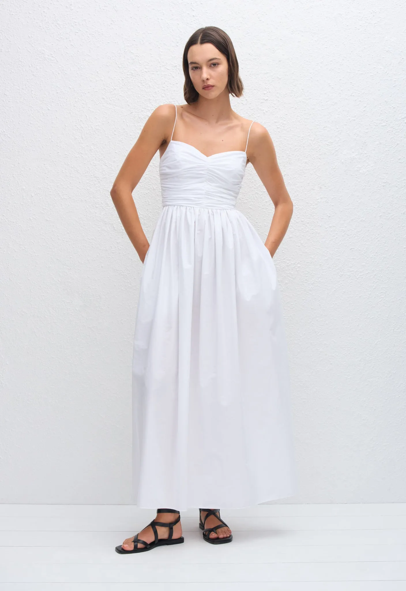 Gathered Bodice Dress - White sold by Matteau