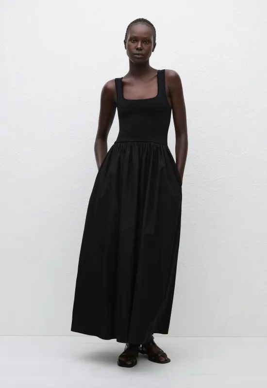 Knit And Cotton Dress - Black sold by Matteau