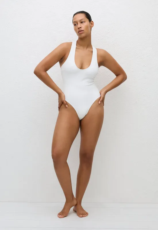 Racer Back Maillot - Chalk Crinkle sold by Matteau
