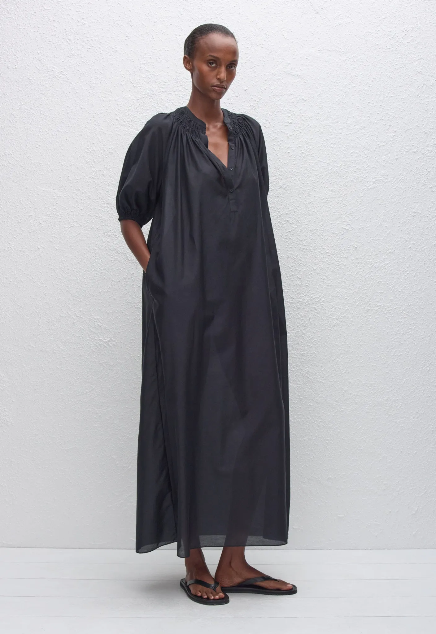 Gathered Yoke Popover Dress - Black sold by Matteau product image thumbnail 2