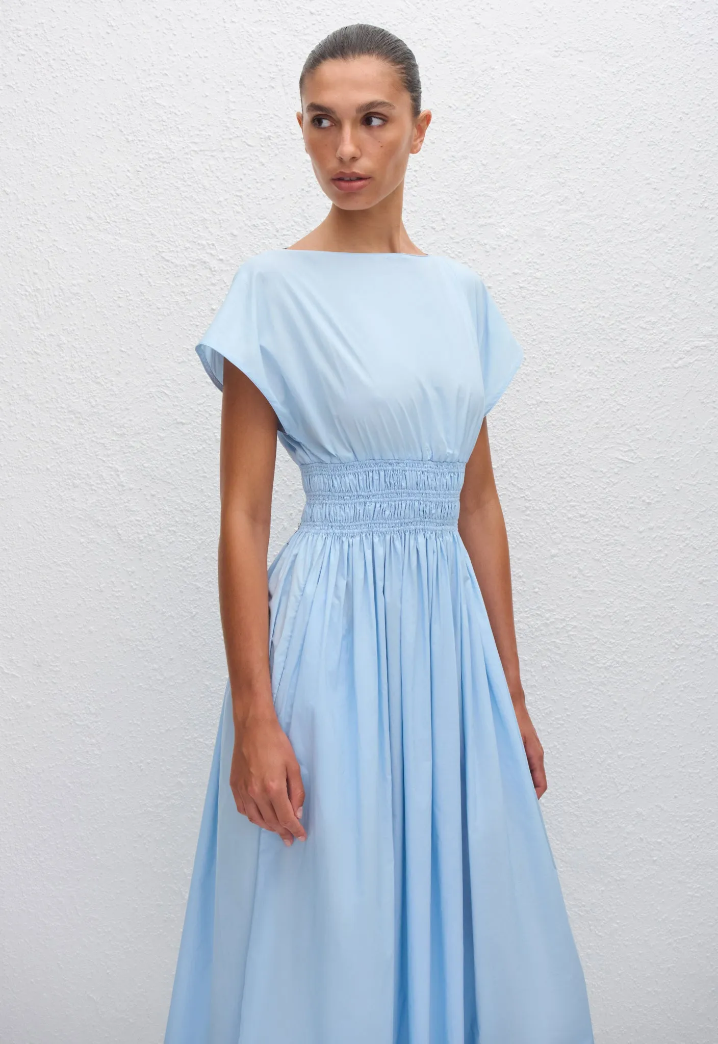 Shirred Waist Midi Dress - Sky sold by Matteau product image thumbnail 3