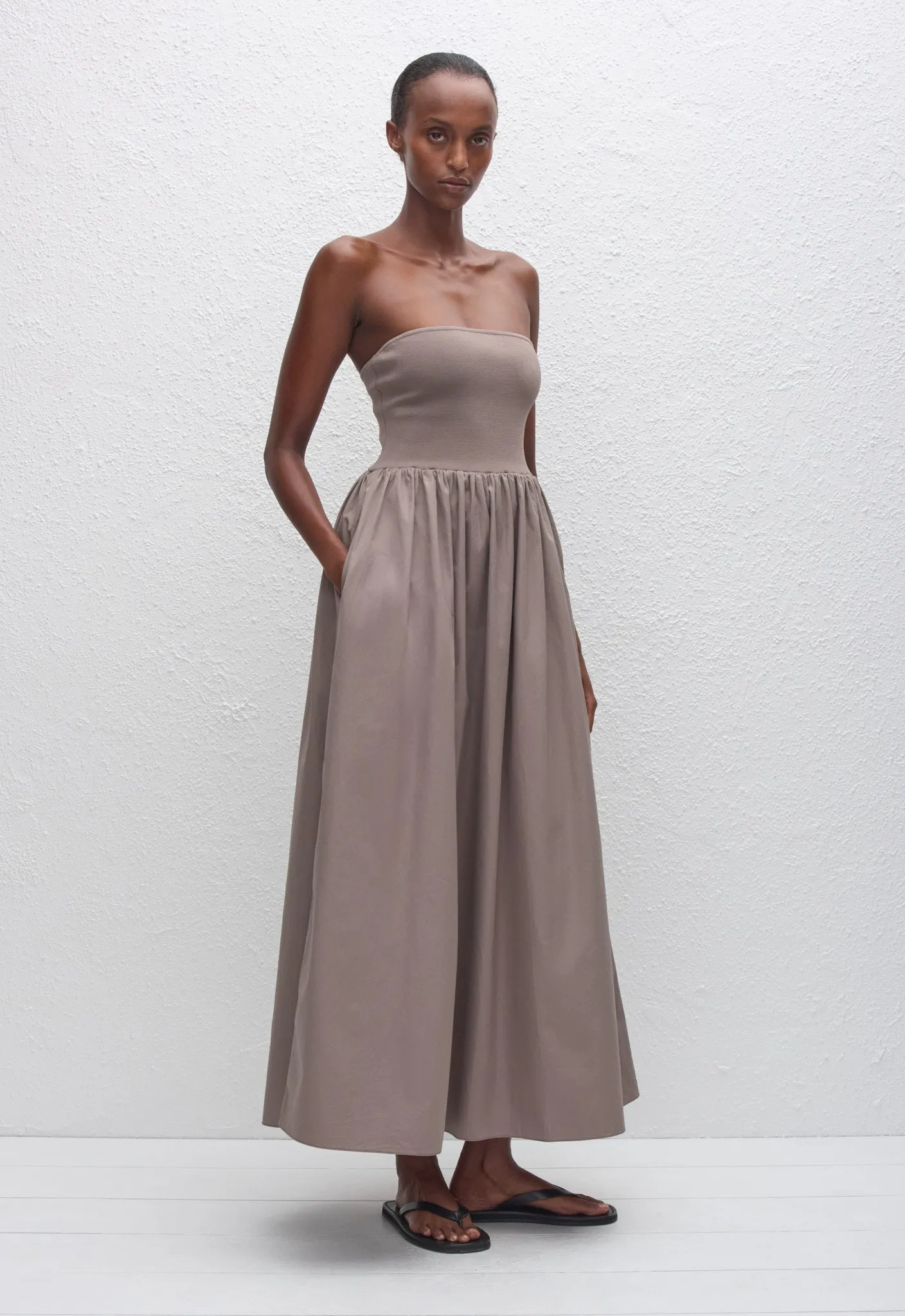 Strapless Knit and Cotton Dress - Taupe sold by Matteau product image thumbnail 3