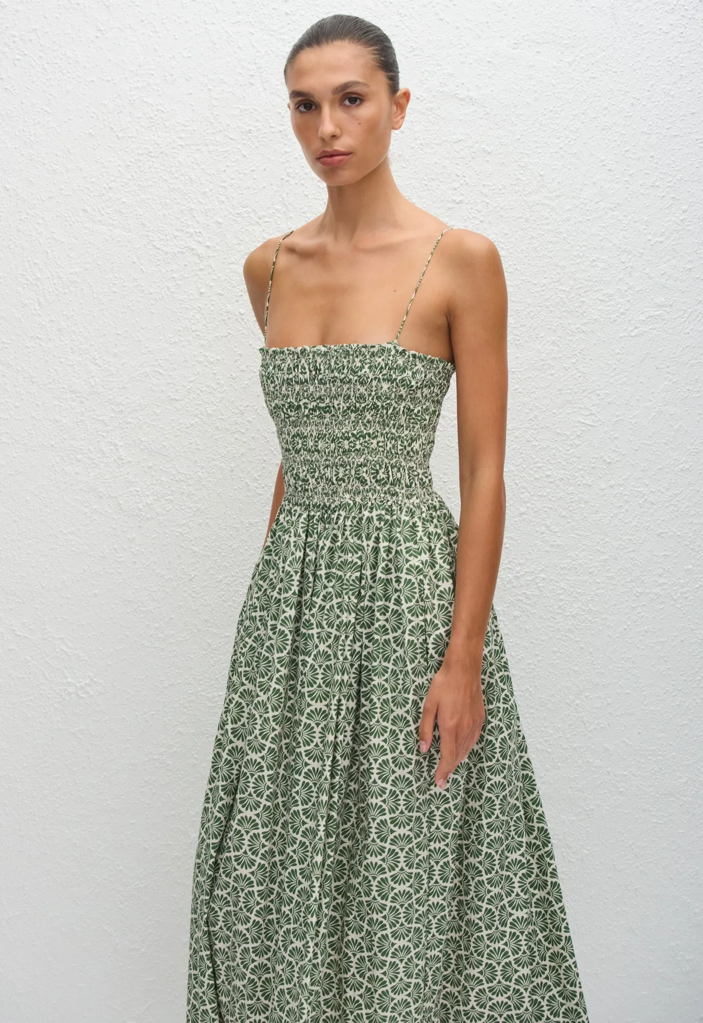 Shirred Bodice Dress - Vetiver sold by Matteau product image thumbnail 3