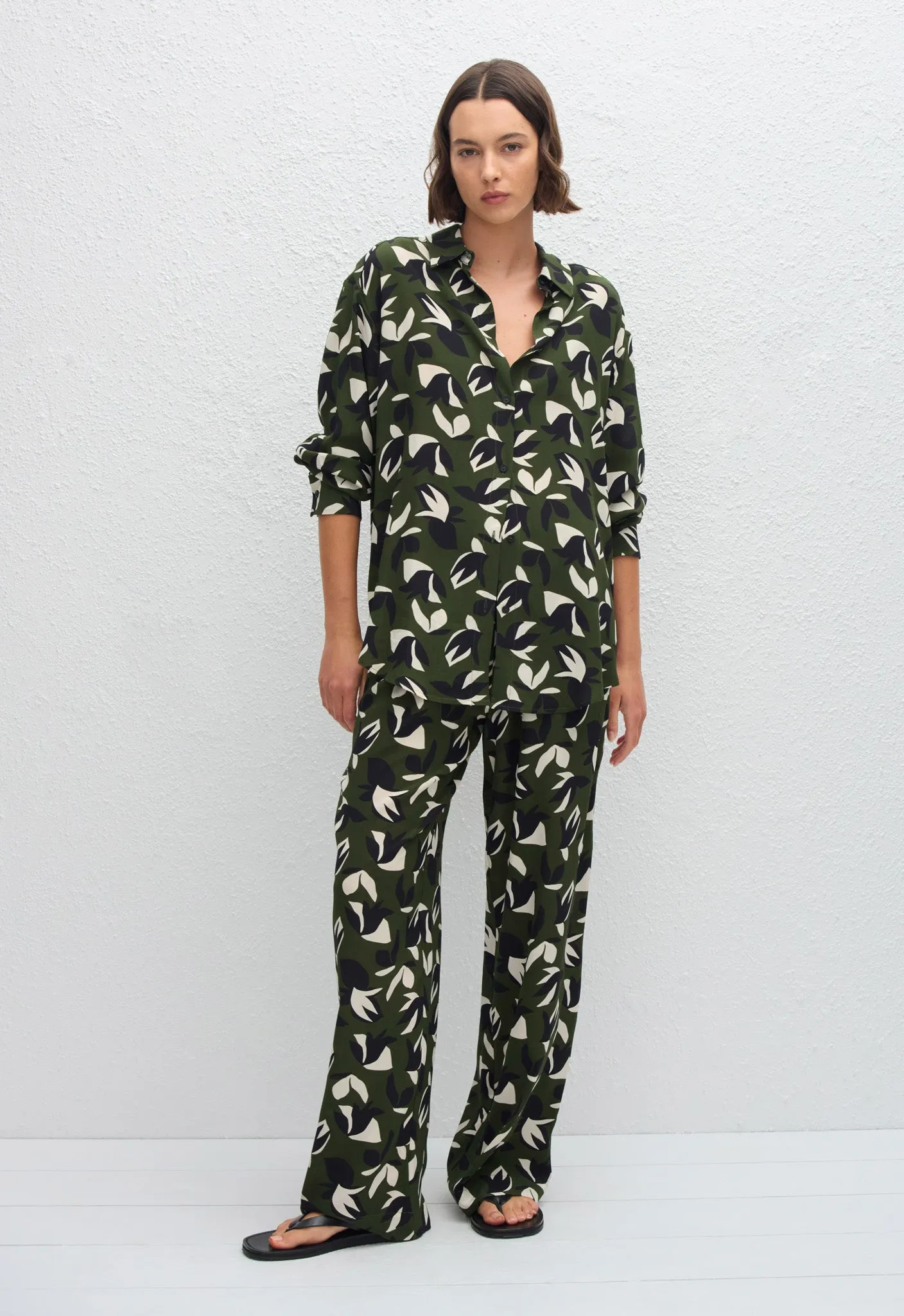 Long Sleeve Silk Shirt - Agave sold by Matteau