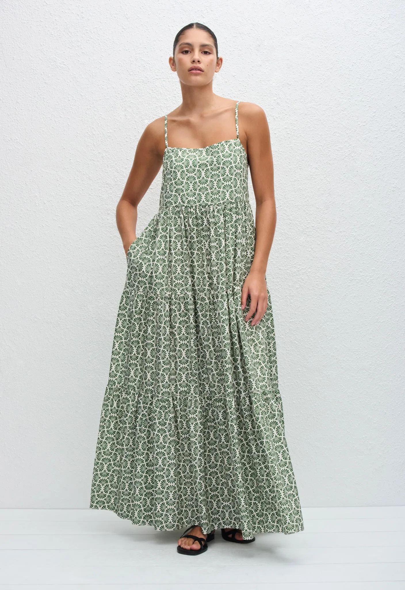 Tiered Low Back Sundress - Vetiver sold by Matteau