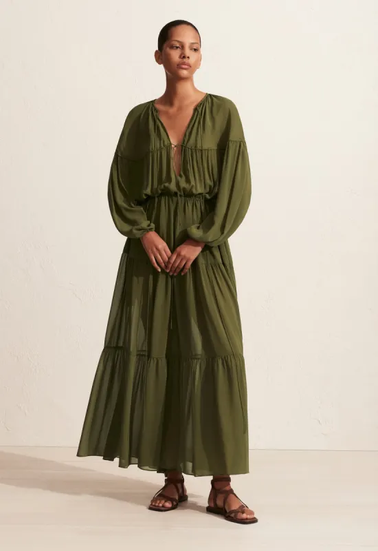 The Voluminous Tiered Tie Dress - Cypress made by Matteau
