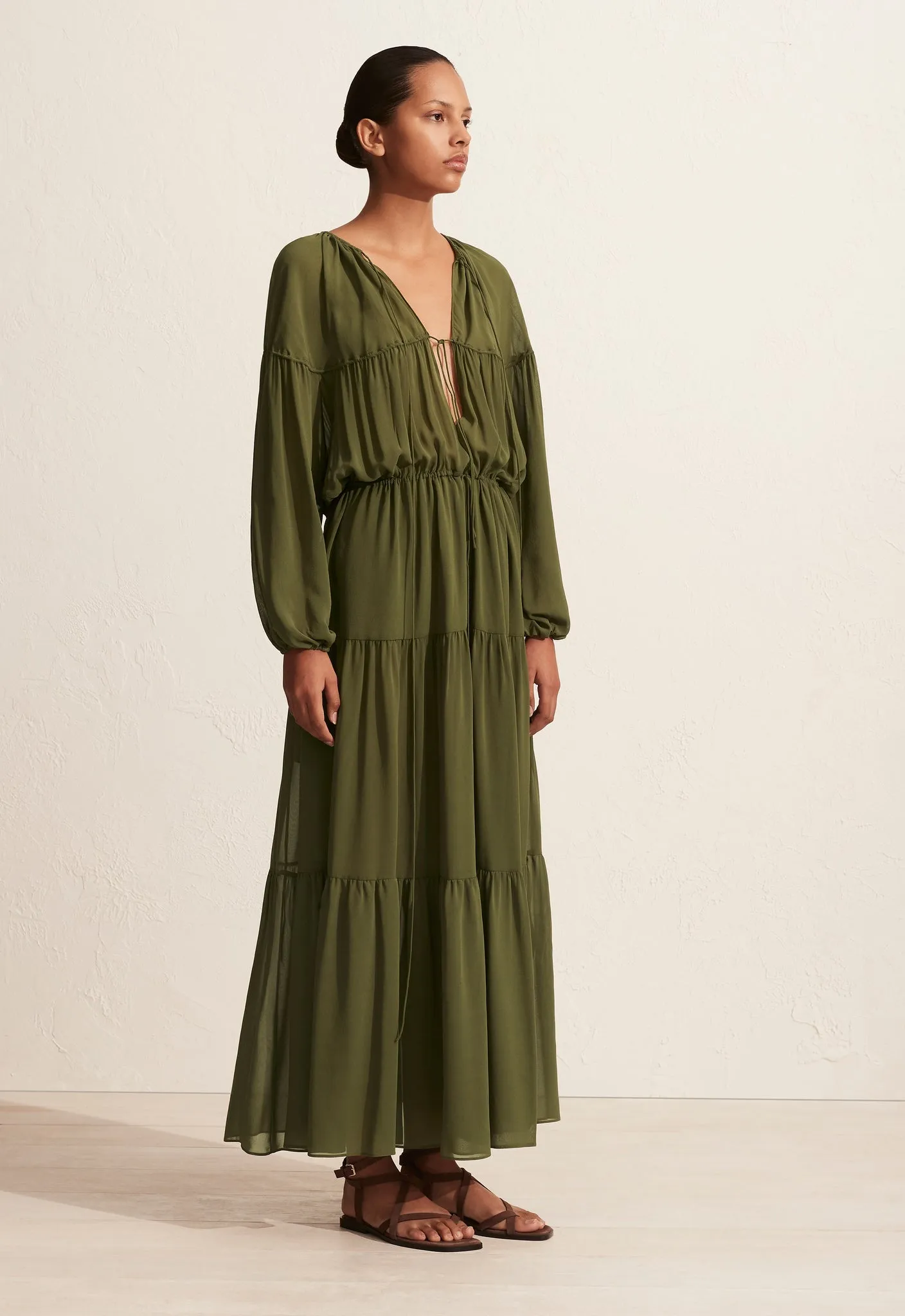 The Voluminous Tiered Tie Dress - Cypress sold by Matteau product image thumbnail 2