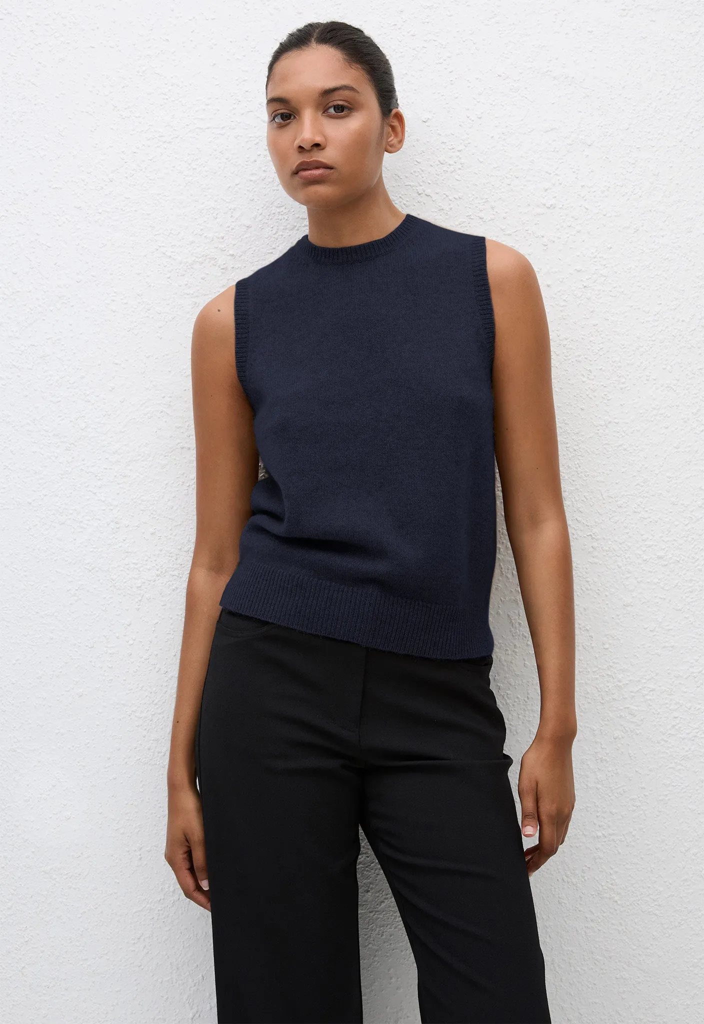 Cashmere Crew Vest - Navy sold by Matteau product image thumbnail 2