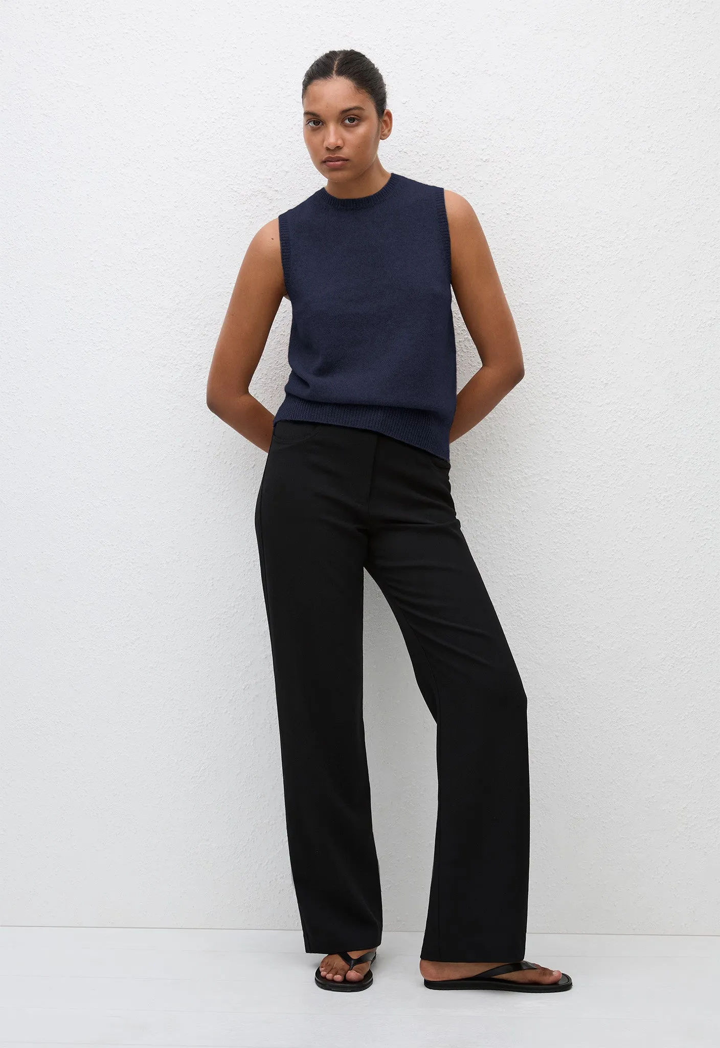 Cashmere Crew Vest - Navy sold by Matteau