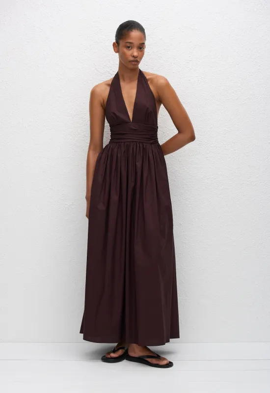 Plunge Halter Dress - Aubergine made by Matteau