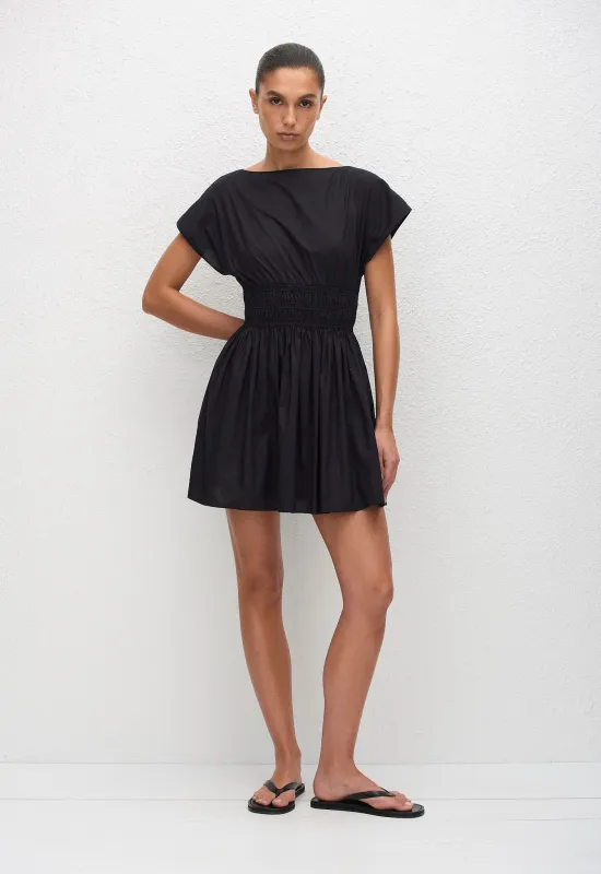 Shirred Waist Mini Dress - Black sold by Matteau