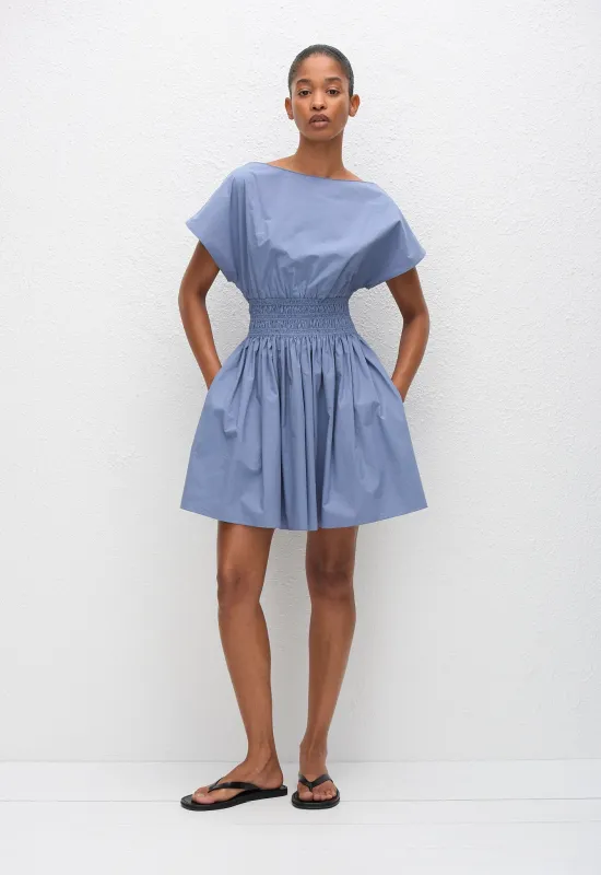 Shirred Waist Mini Dress - Steel sold by Matteau