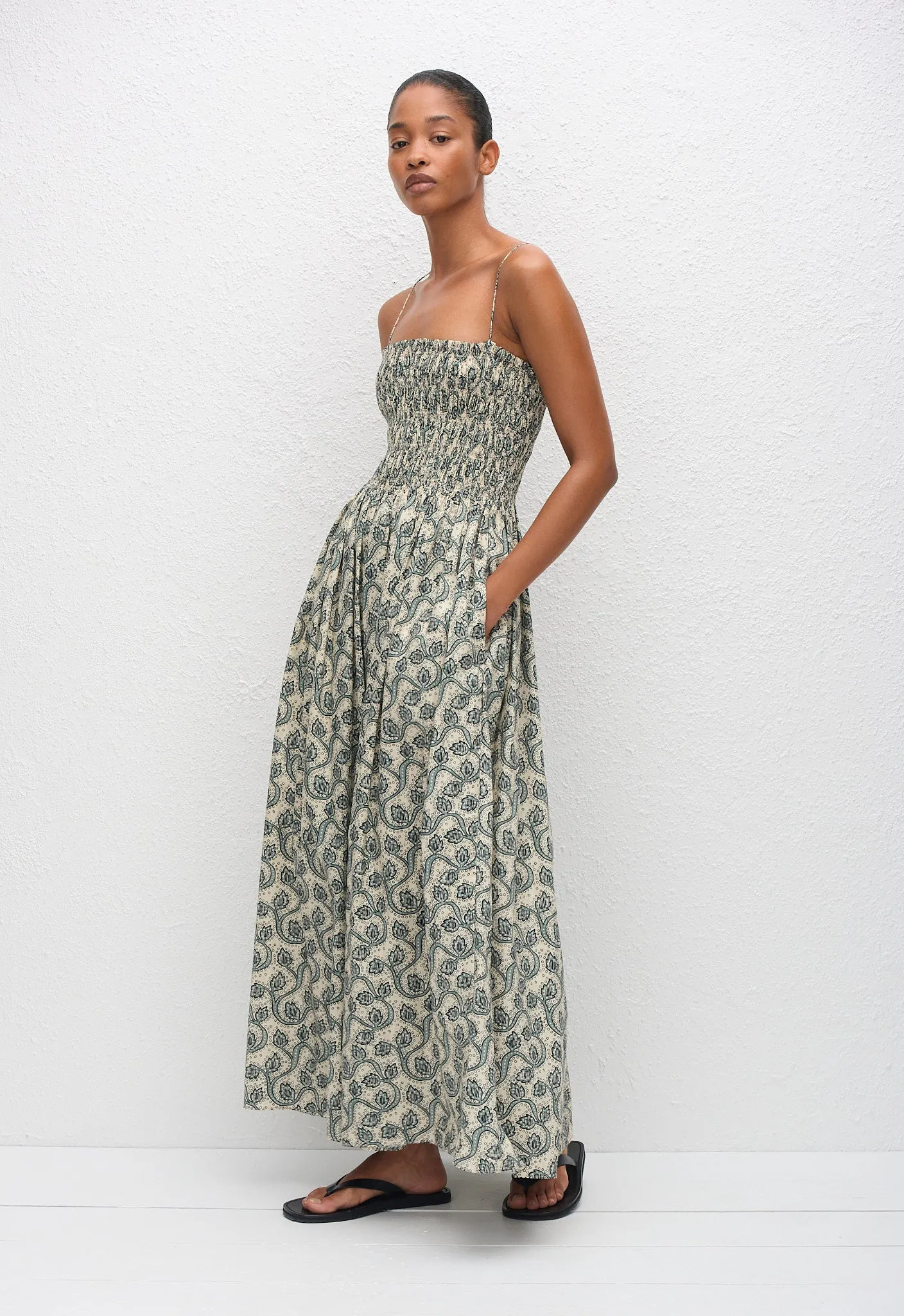 Shirred Bodice Dress - Vine sold by Matteau product image thumbnail 3