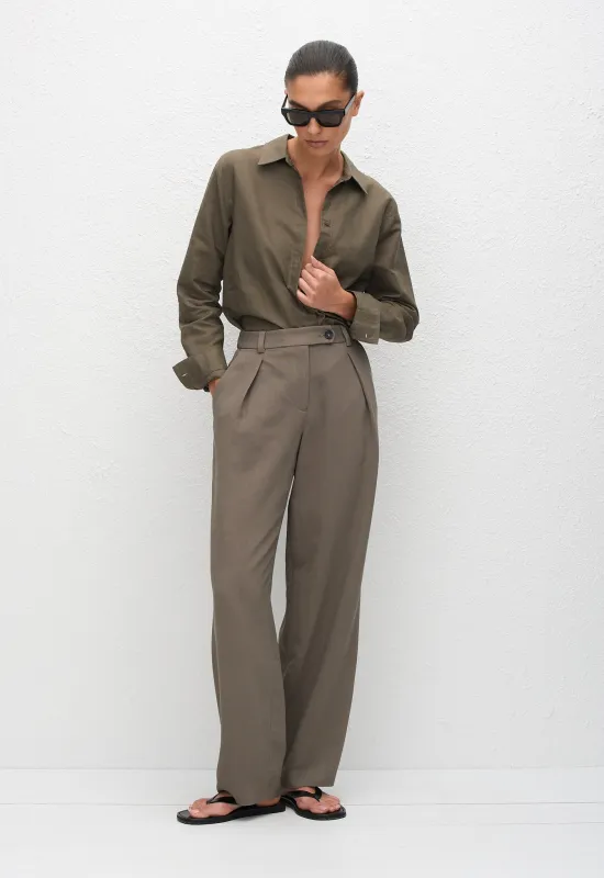 Tailored Pleat Trouser - Myrtle sold by Matteau