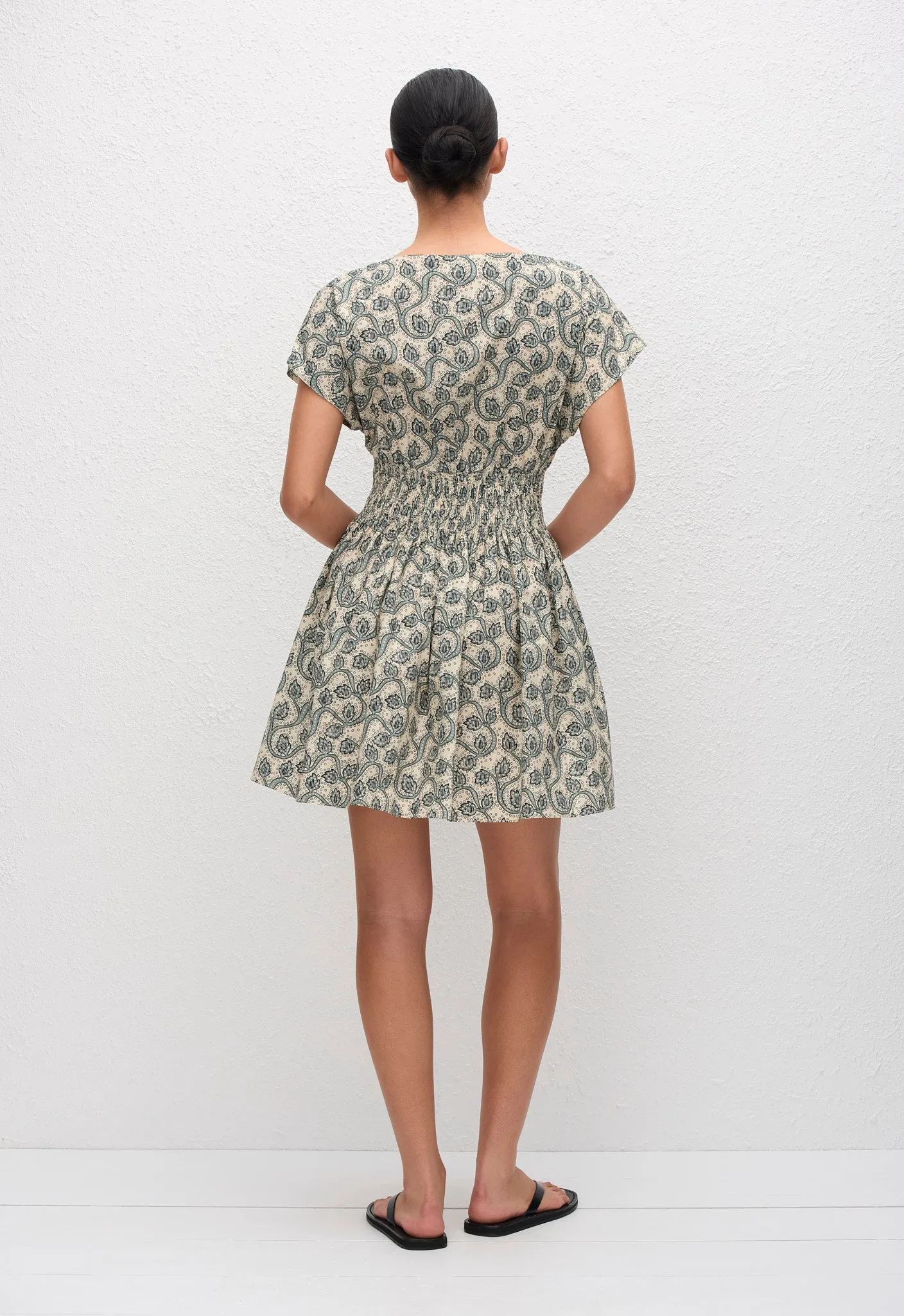 Shirred Waist Mini Dress - Vine sold by Matteau product image thumbnail 4