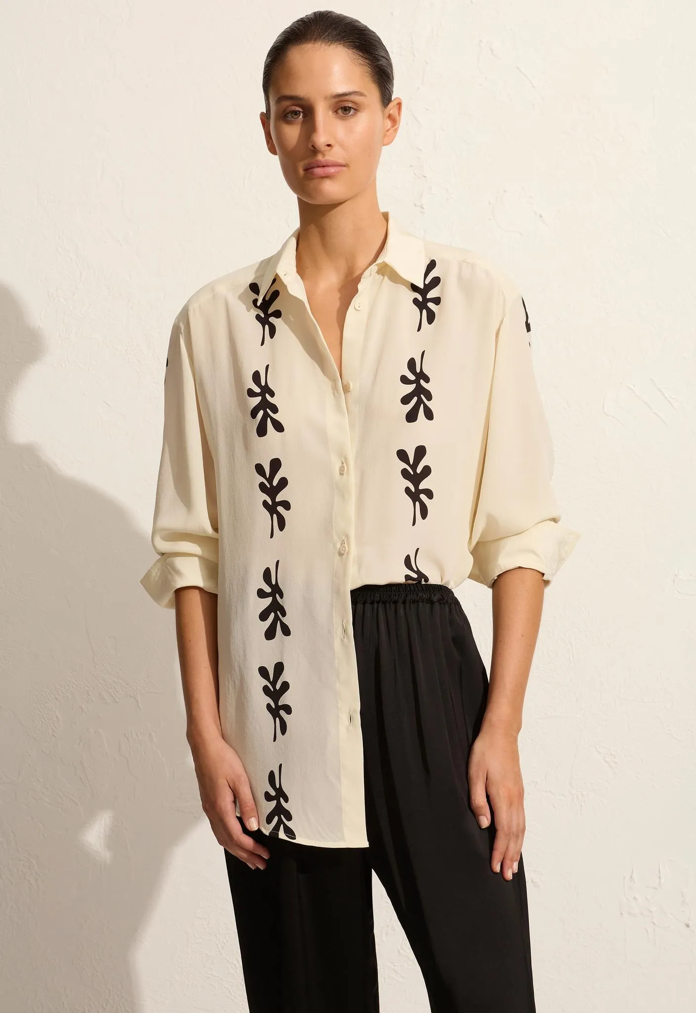 Long Sleeve Silk Shirt - Fig Leaf (Ivory) sold by Matteau product image thumbnail 2