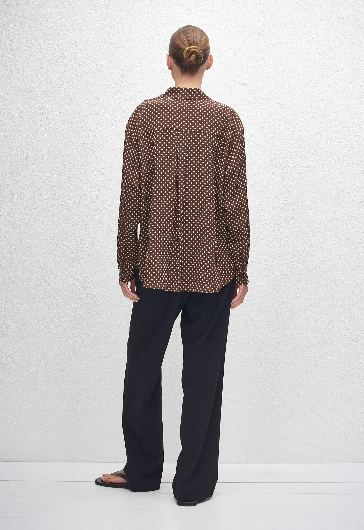 Long Sleeve Silk Shirt - Polka Dot (Chocolate) sold by Matteau product image thumbnail 4