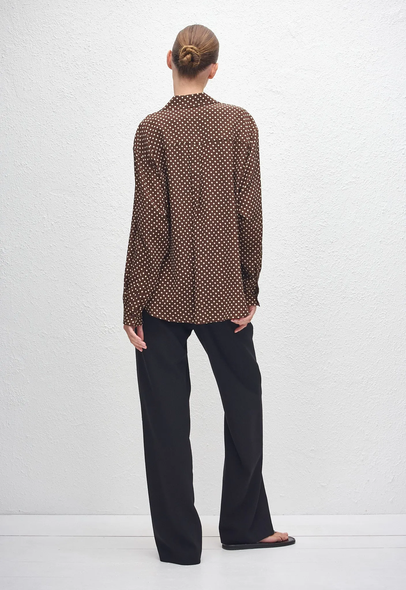 Long Sleeve Silk Shirt - Polka Dot (Chocolate) sold by Matteau product image thumbnail 5