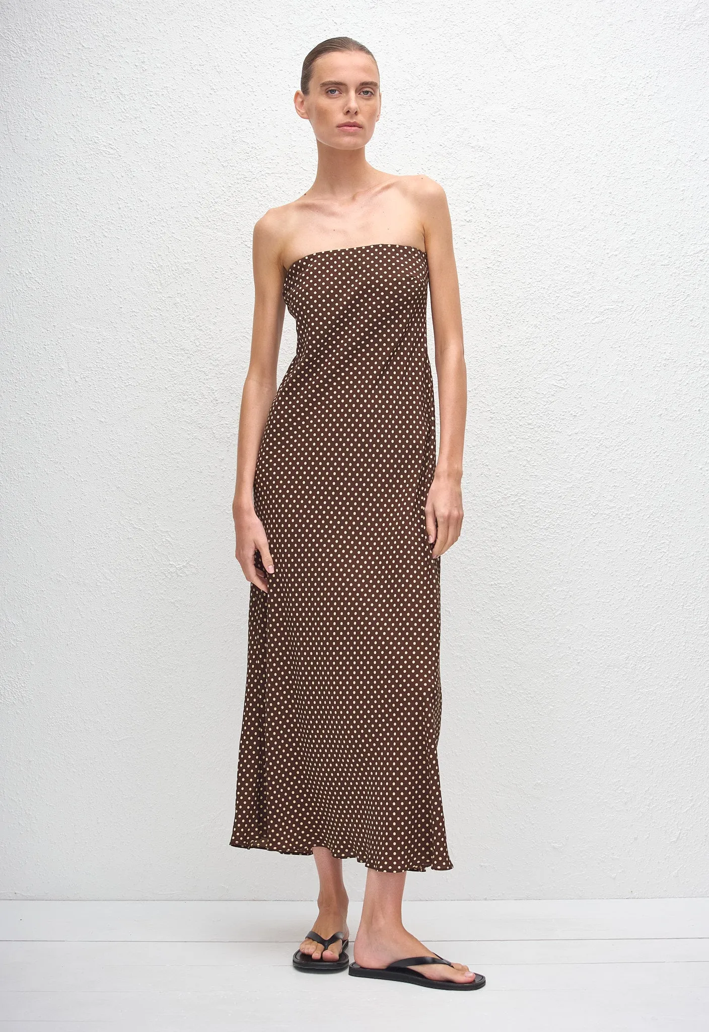 Bias Column Dress - Polka Dot (Chocolate) sold by Matteau