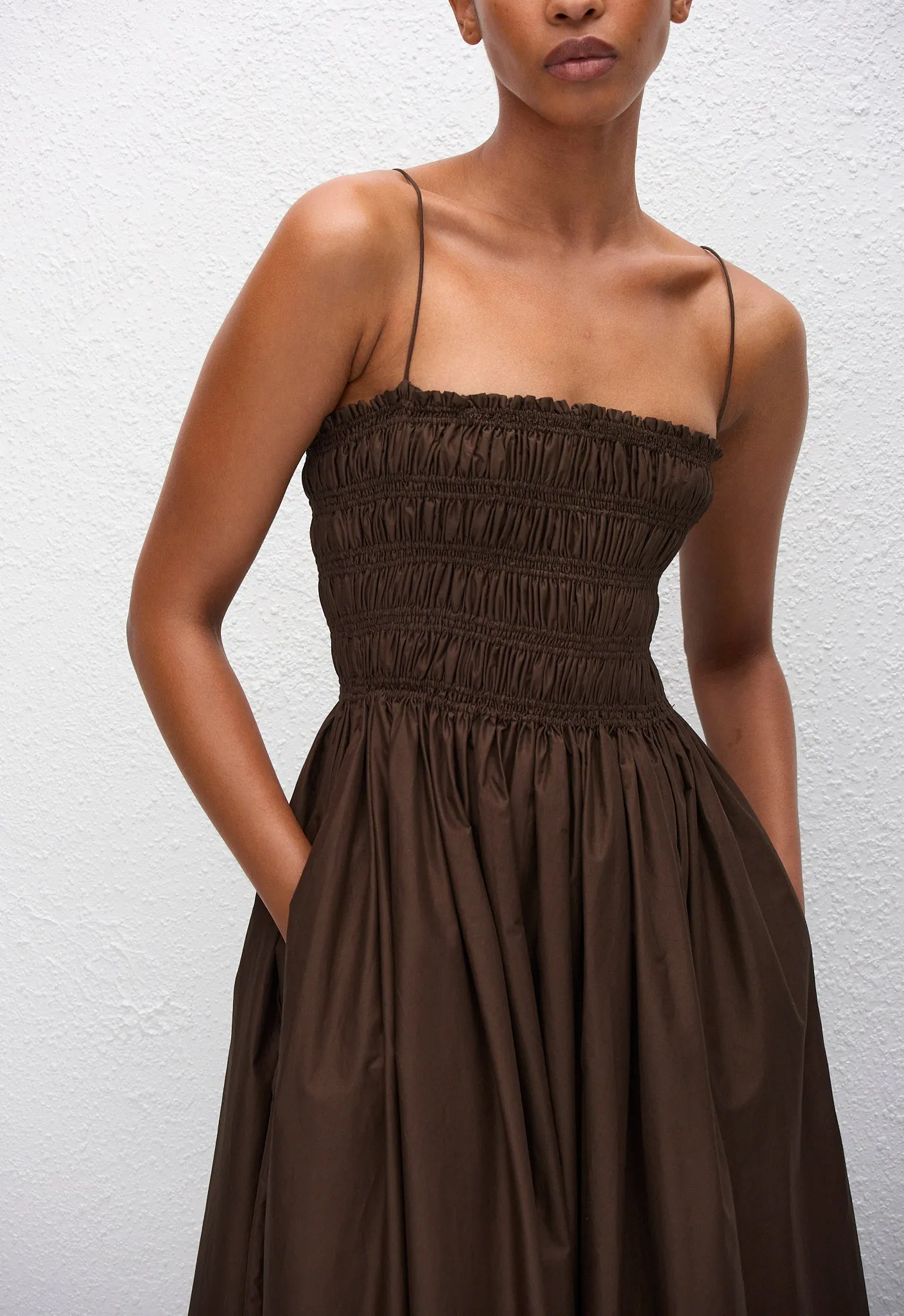 Shirred Bodice Dress - Chocolate sold by Matteau product image thumbnail 2