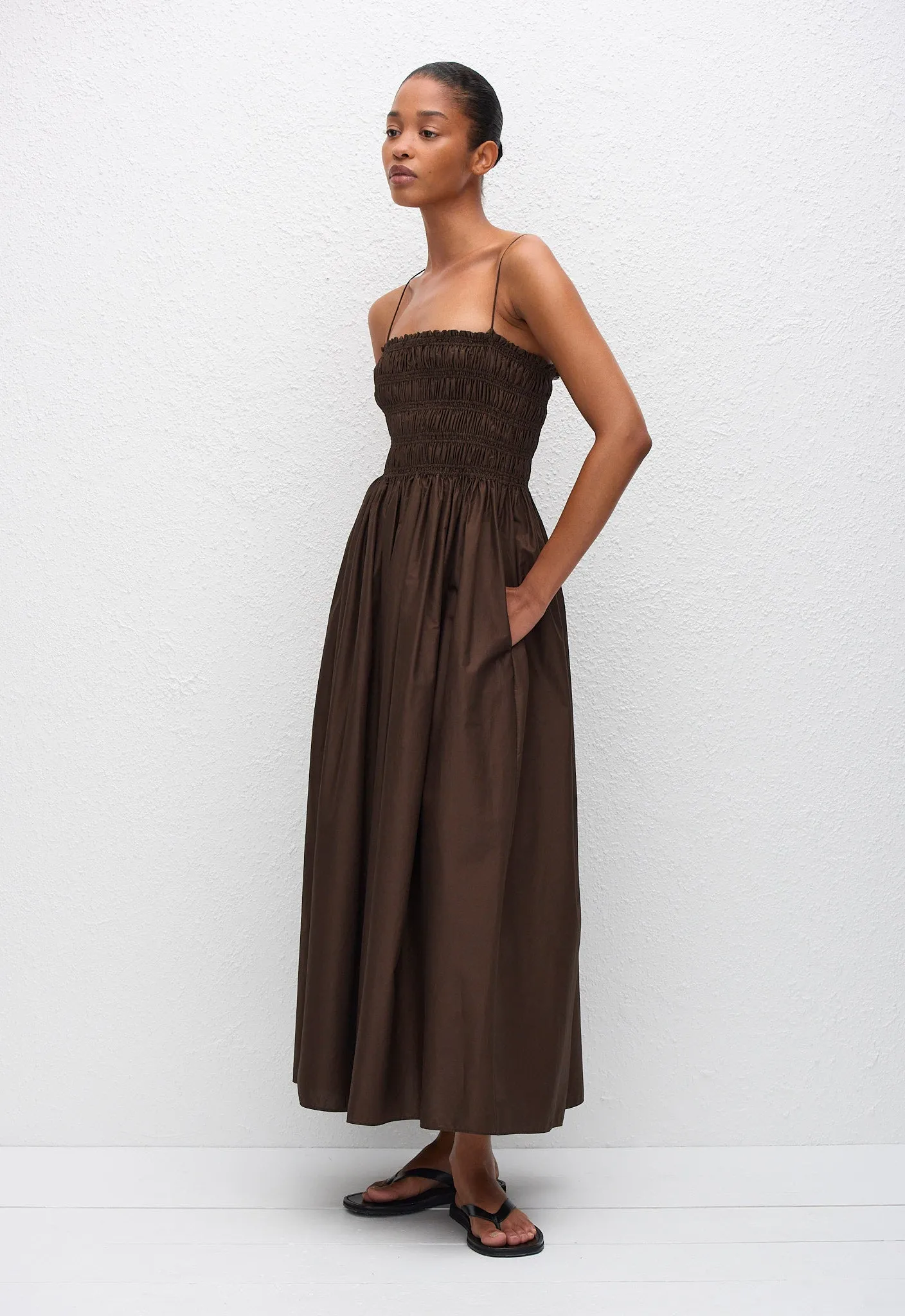 Shirred Bodice Dress - Chocolate sold by Matteau product image thumbnail 4