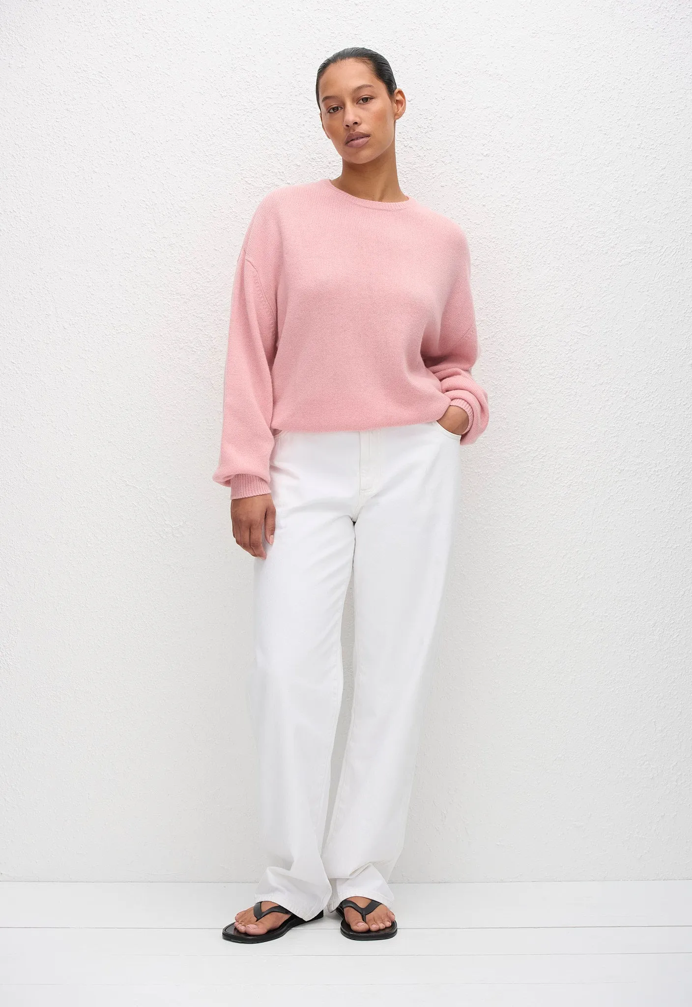 Cashmere Crew Sweater - Sorbet sold by Matteau