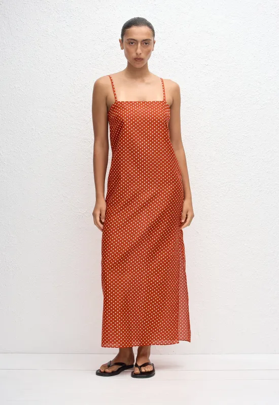 Square Shift Midi Dress - Polka Dot (Tomato) made by Matteau