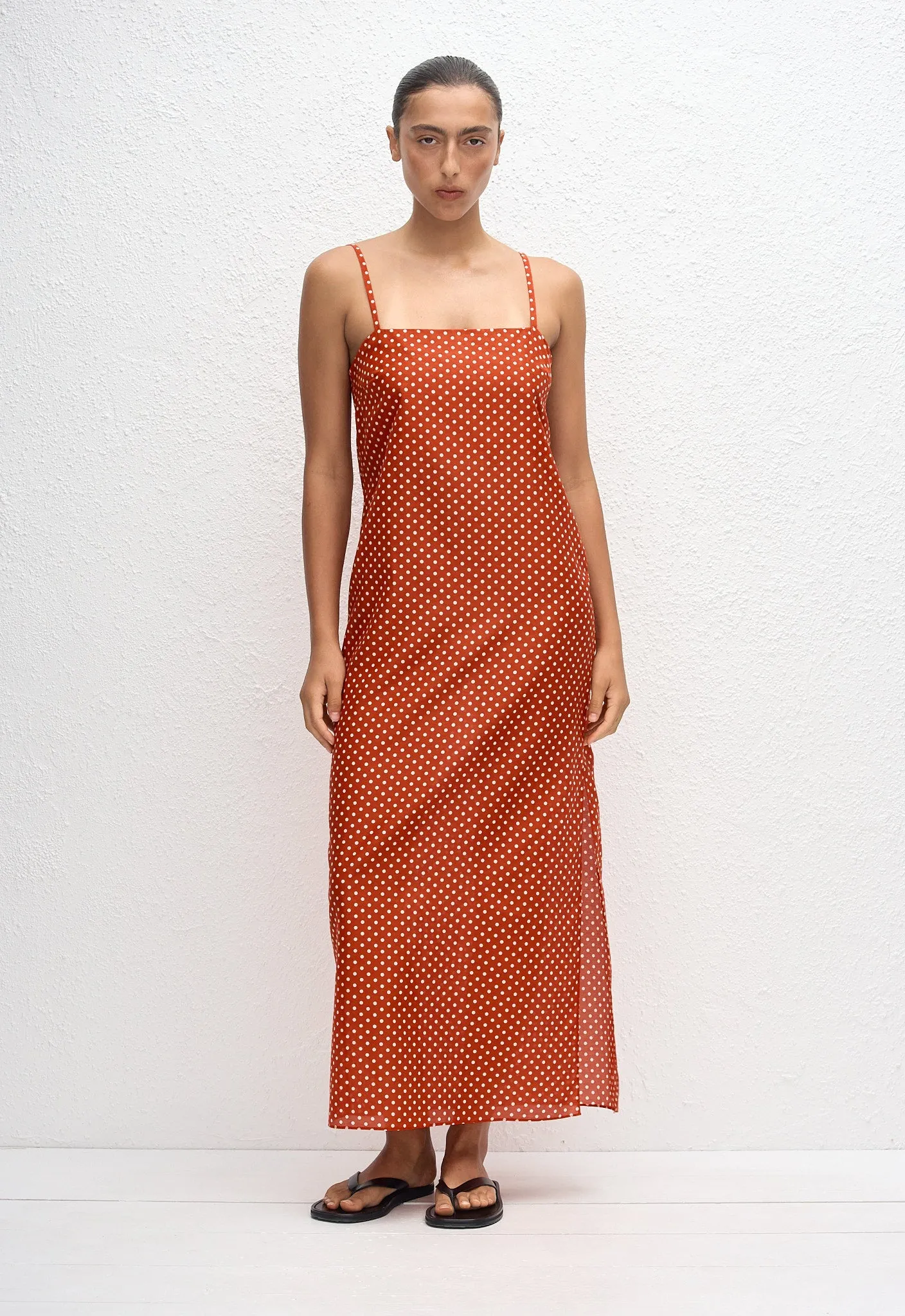 Square Shift Midi Dress - Polka Dot (Tomato) sold by Matteau