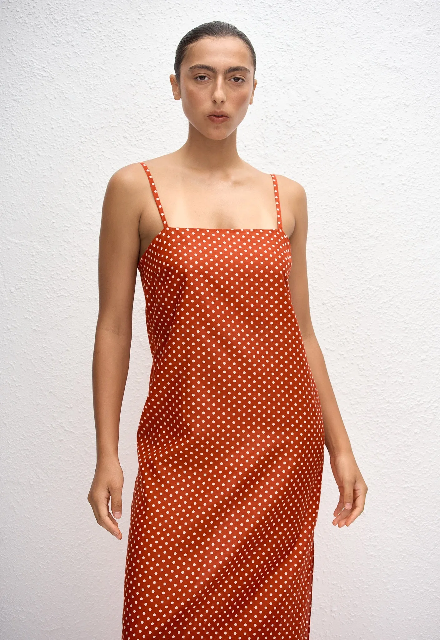 Square Shift Midi Dress - Polka Dot (Tomato) sold by Matteau product image thumbnail 2