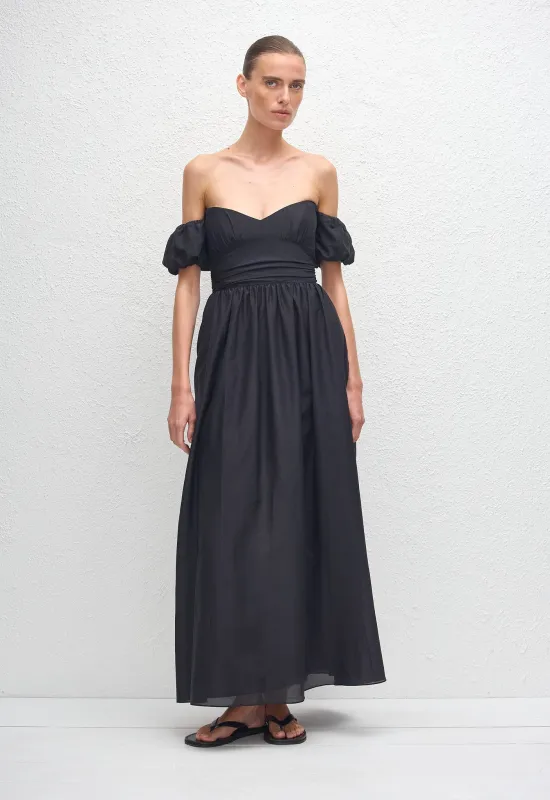 Off Shoulder Midi Dress - Black made by Matteau