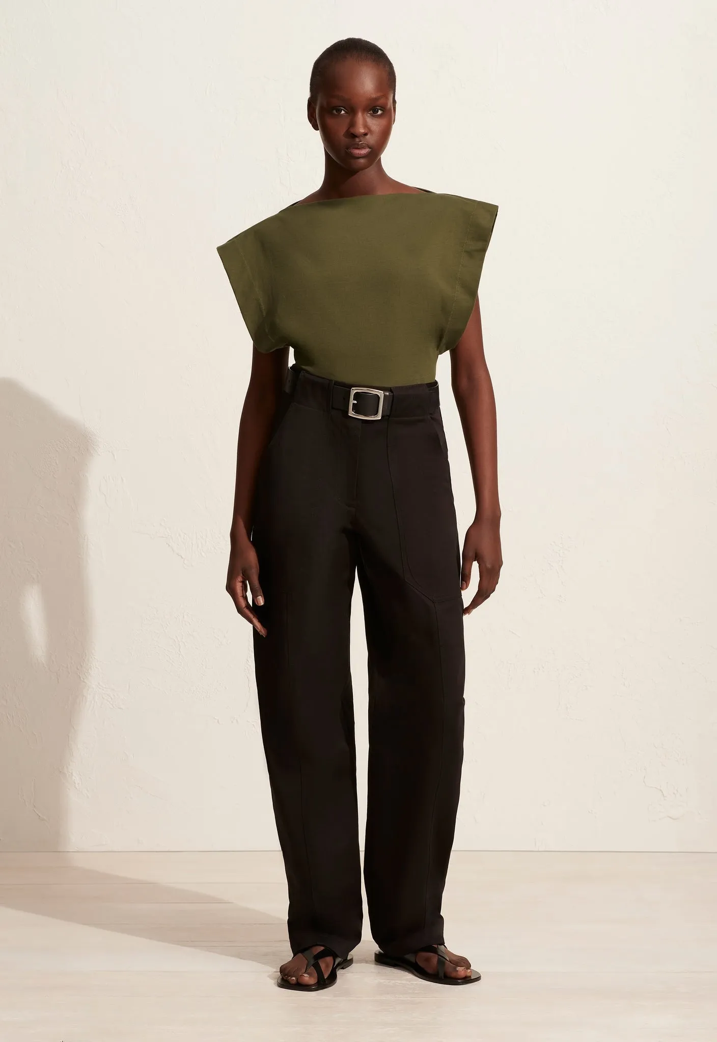 The Boat Neck Tee - Khaki sold by Matteau