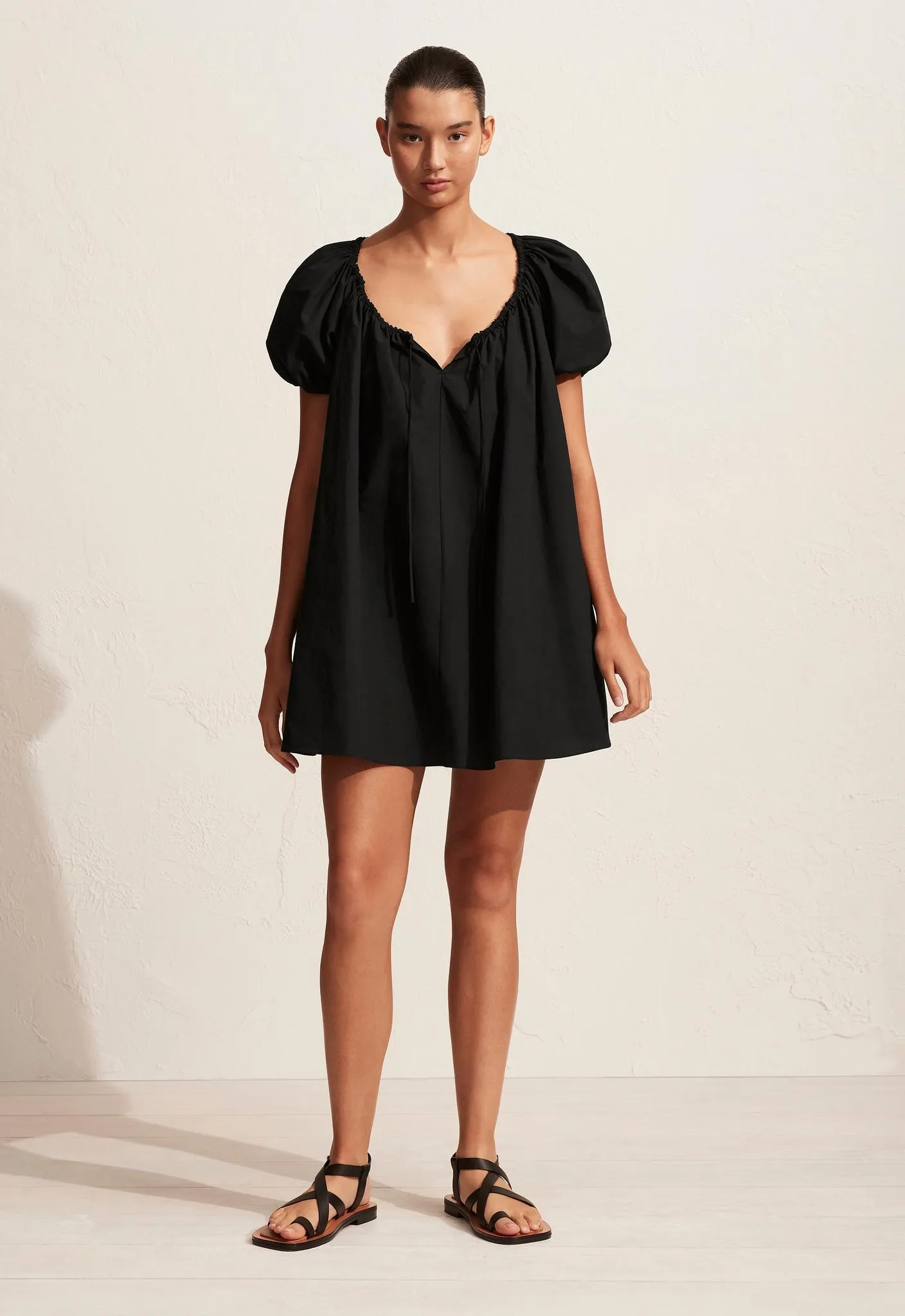 Drawcord Mini Dress - Black sold by Matteau