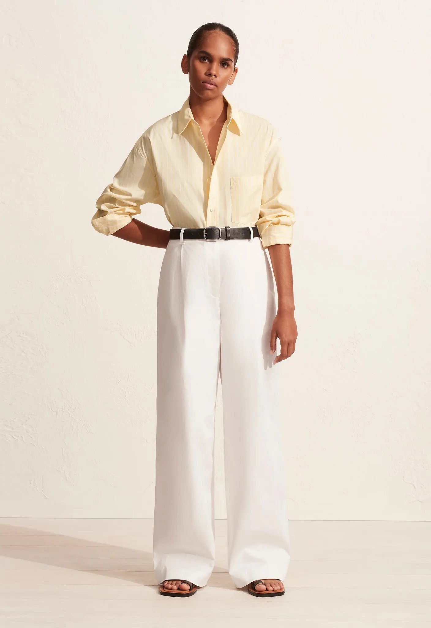 The Classic Stripe Shirt - Creme sold by Matteau