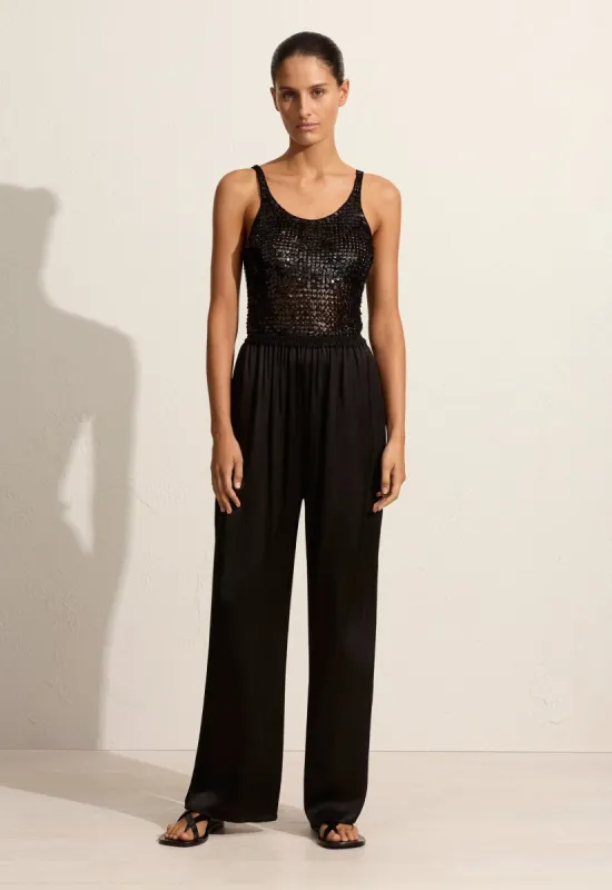 Relaxed Satin Pant - Black sold by Matteau