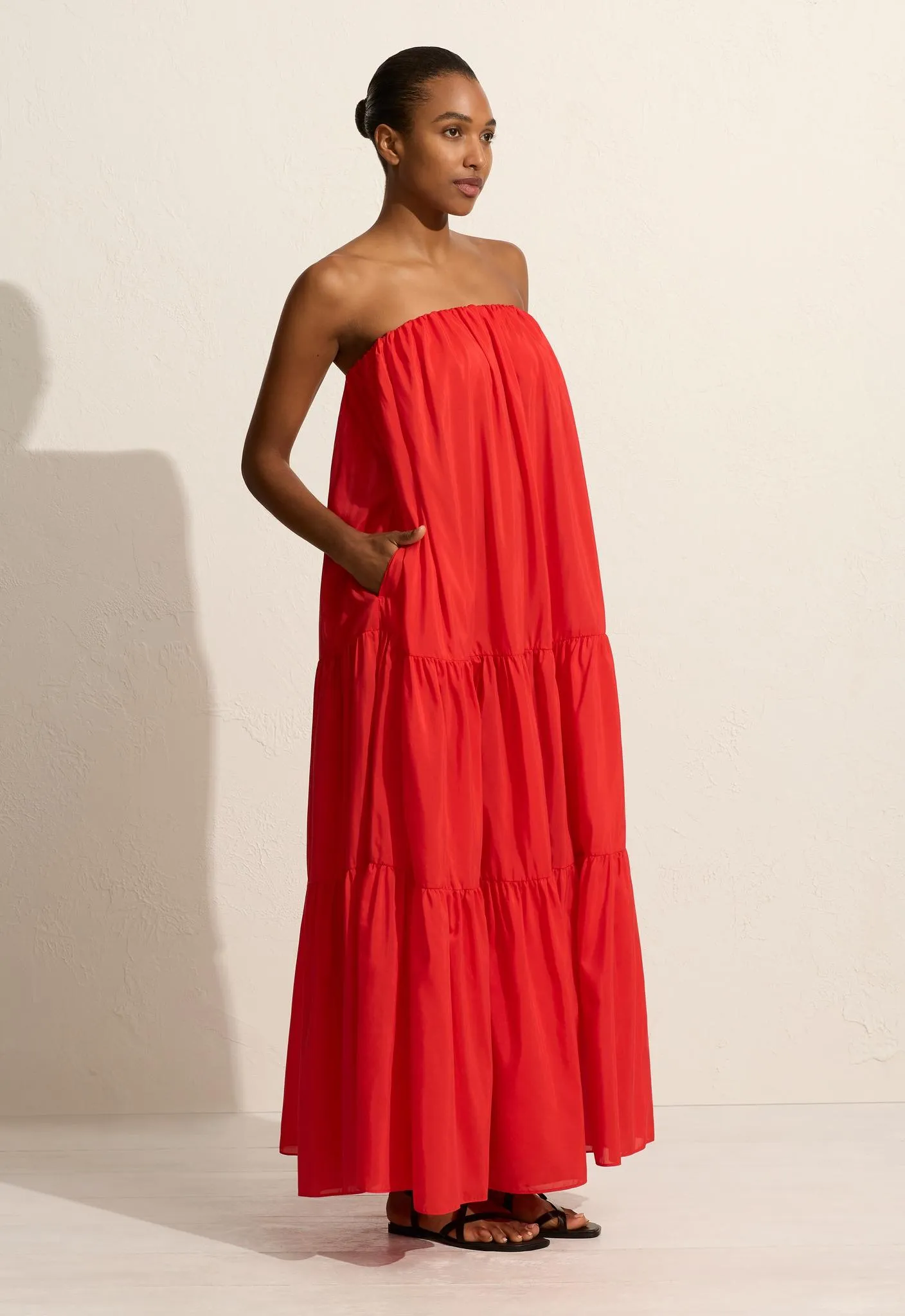 Voluminous Strapless Tiered Dress - Rosso sold by Matteau product image thumbnail 3