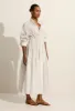 Embroidered Tiered Drawcord Dress - White sold by Matteau