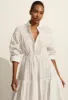 Embroidered Tiered Drawcord Dress - White sold by Matteau