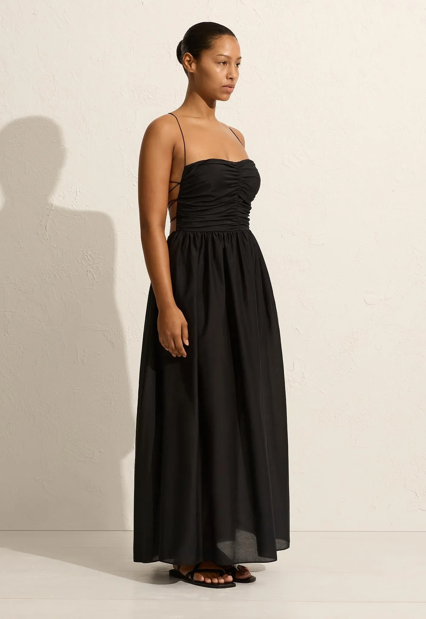 Gathered Lace Up Dress - Black sold by Matteau product image thumbnail 3