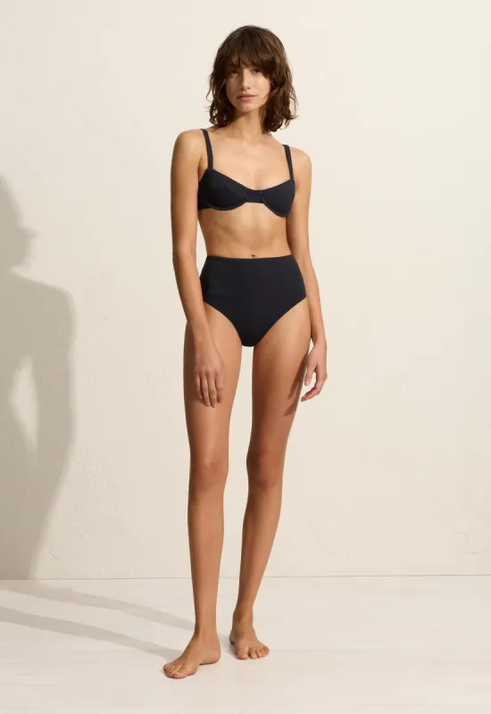 High Waist Brief - Navy Crinkle sold by Matteau