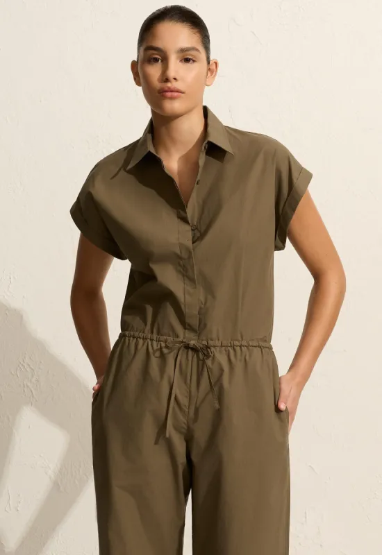 Relaxed Sleeveless Shirt - Olive sold by Matteau
