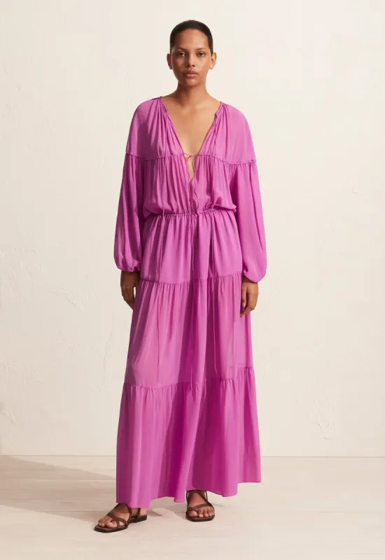 The Voluminous Tiered Tie Dress - Orchid made by Matteau