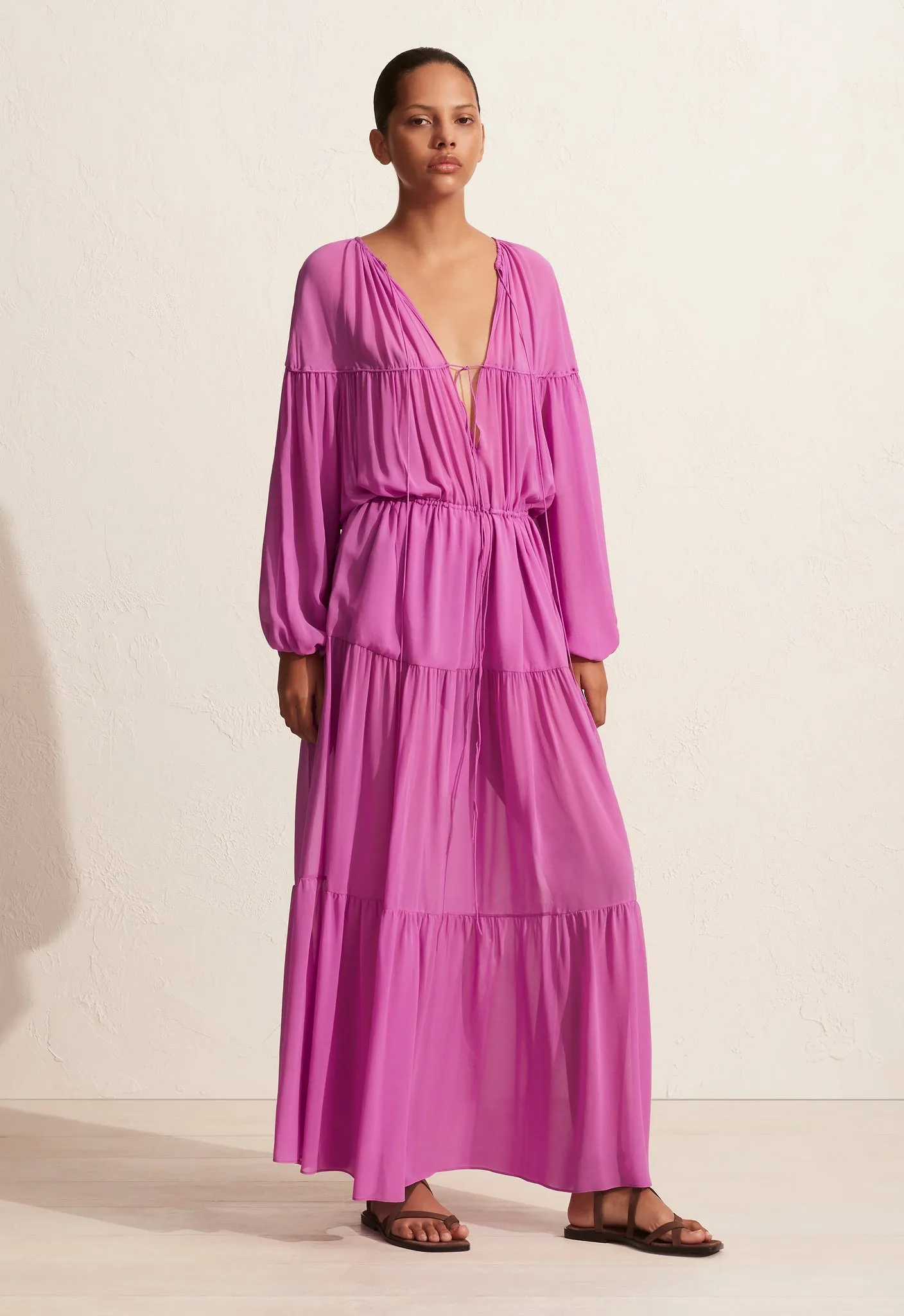 The Voluminous Tiered Tie Dress - Orchid sold by Matteau product image thumbnail 2