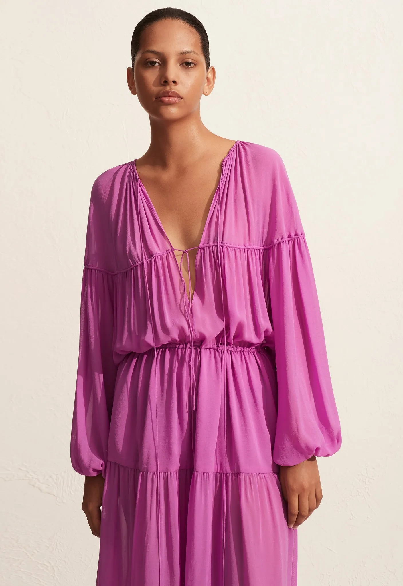 The Voluminous Tiered Tie Dress - Orchid sold by Matteau product image thumbnail 3