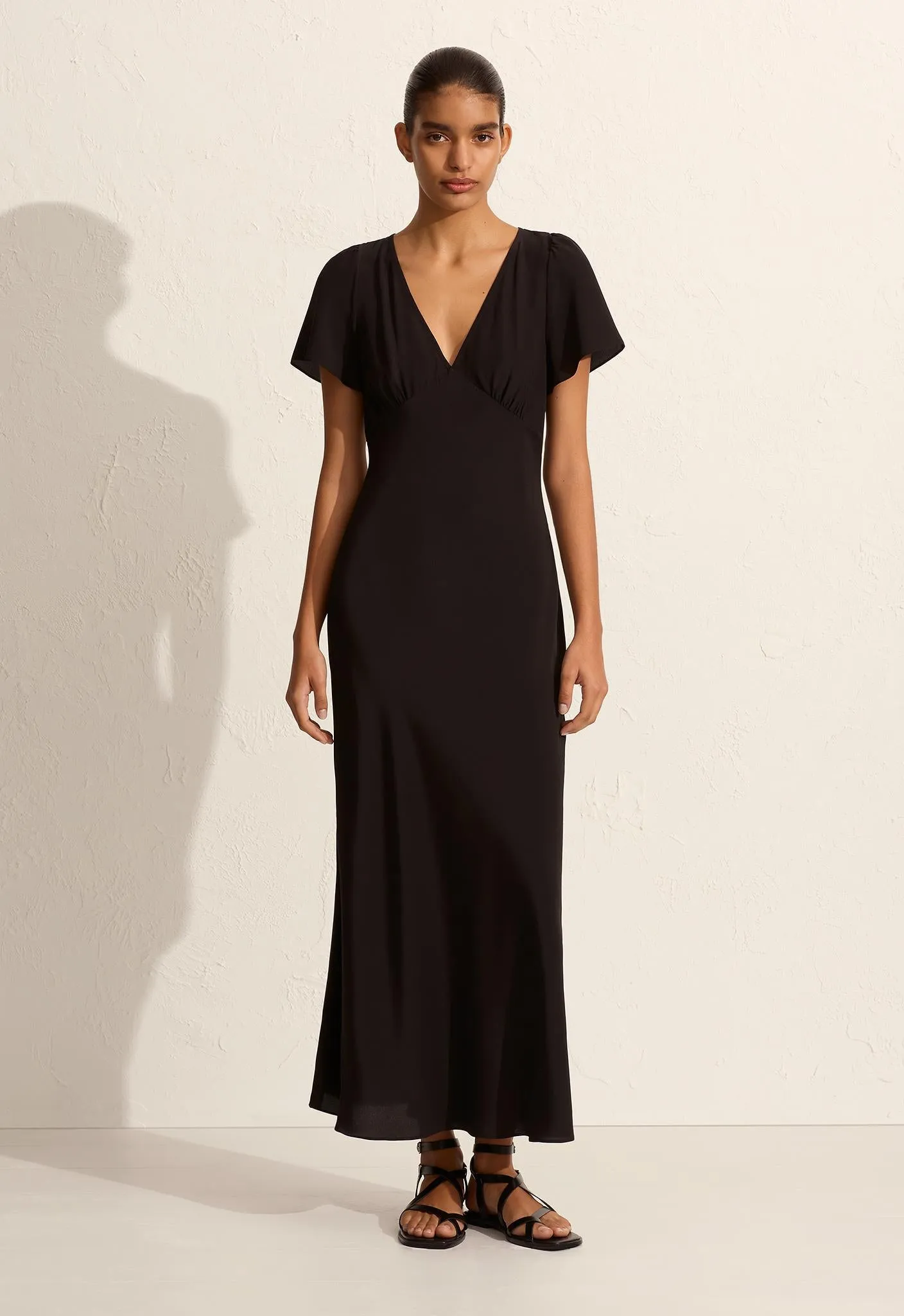 Short Sleeve Bias Dress - Black sold by Matteau