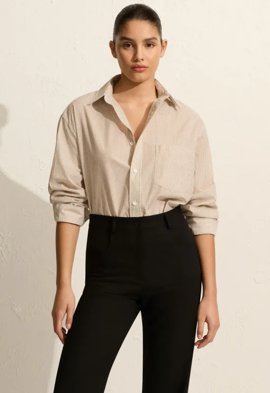 Classic Stripe Shirt - Taupe Pinstripe sold by Matteau