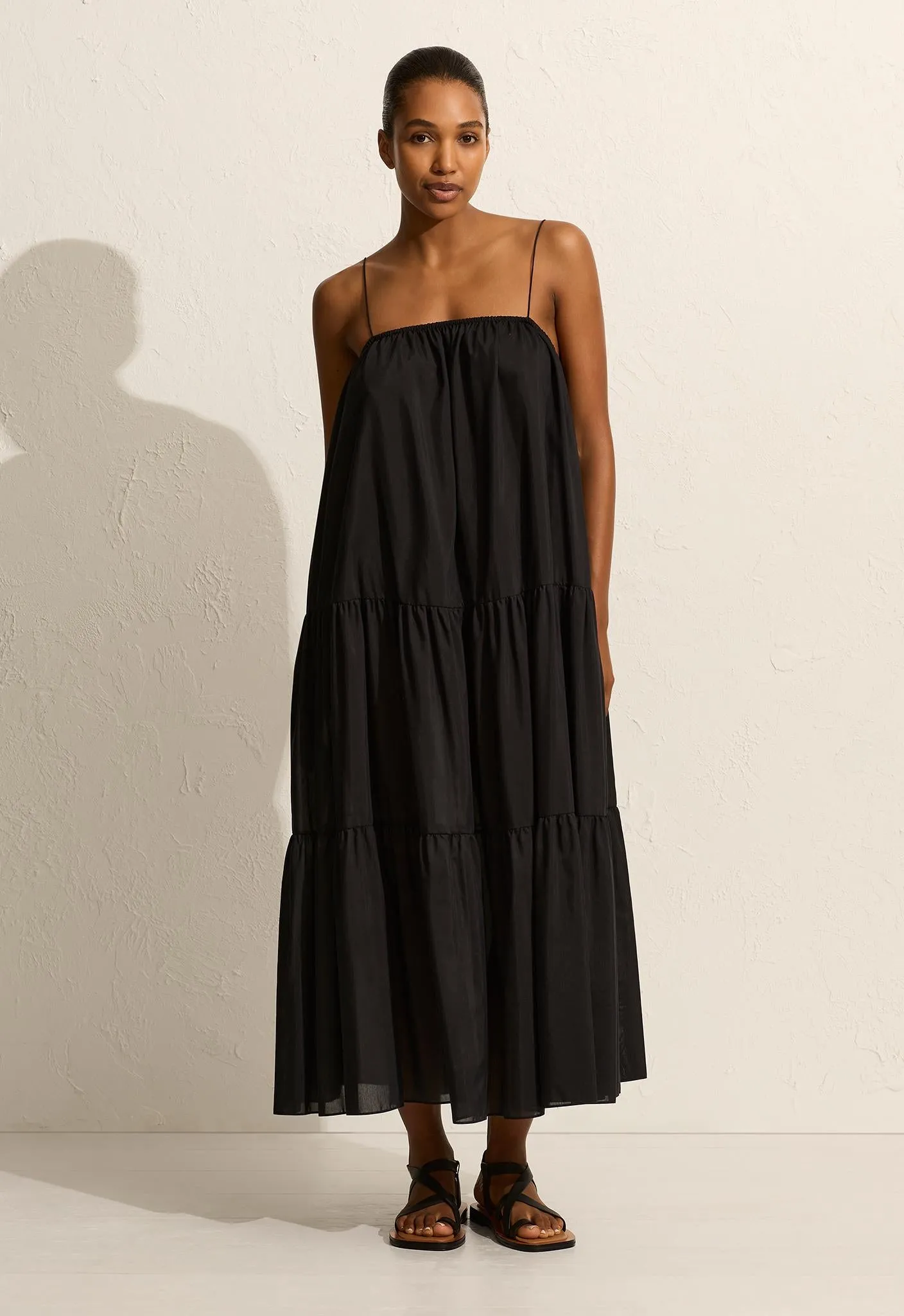 Voluminous Tiered Sundress - Black sold by Matteau