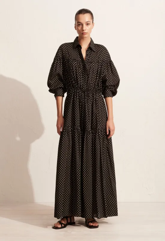 Tiered Drawcord Dress - Polka Dot sold by Matteau