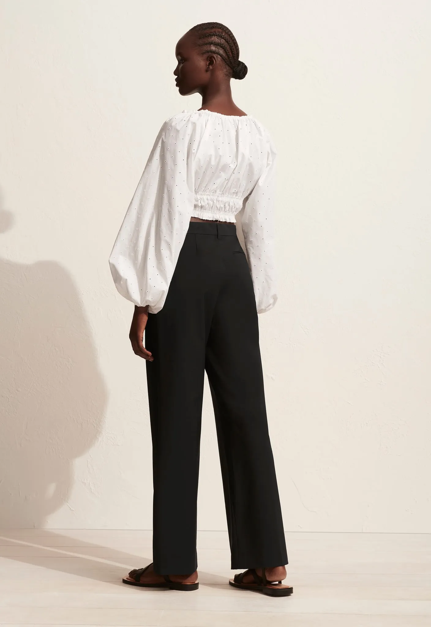 The Broderie Shirred Decolette Blouse - White sold by Matteau product image thumbnail 4