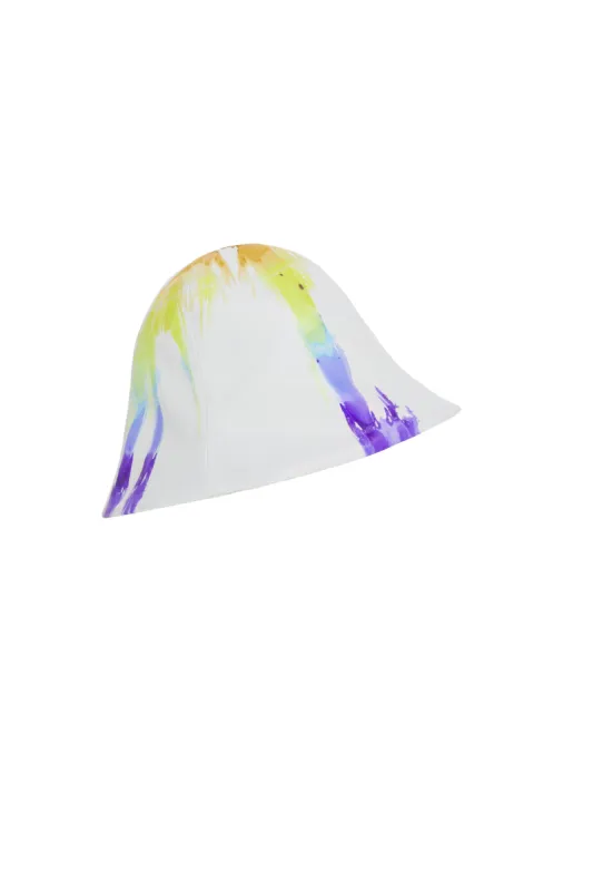 The Tie Dye Leather Bucket Hat made by Conner Ives